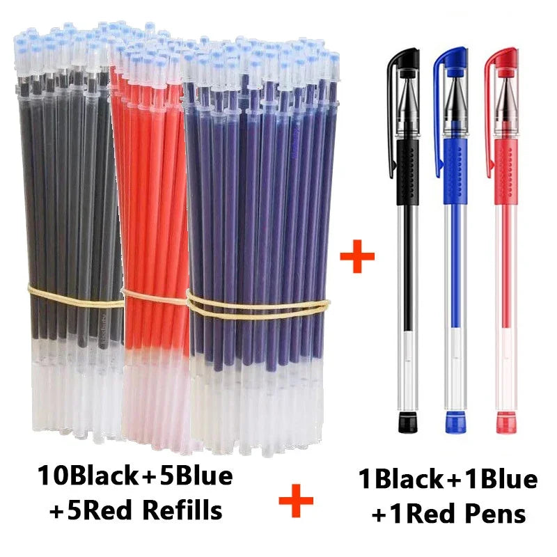 10/12/23/50PcsGel pen Pen Set School supplies Blue Black ink Color 0.5mm Ballpoint Refill Set Students School Office Stationery