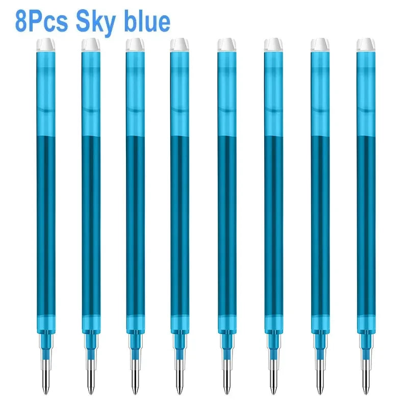 8 Colors 0.7mm Magic Retractable Erasable Pen  Gel Pen Set Erasable Refill Rod Office School Writing Tool Press Button Handle