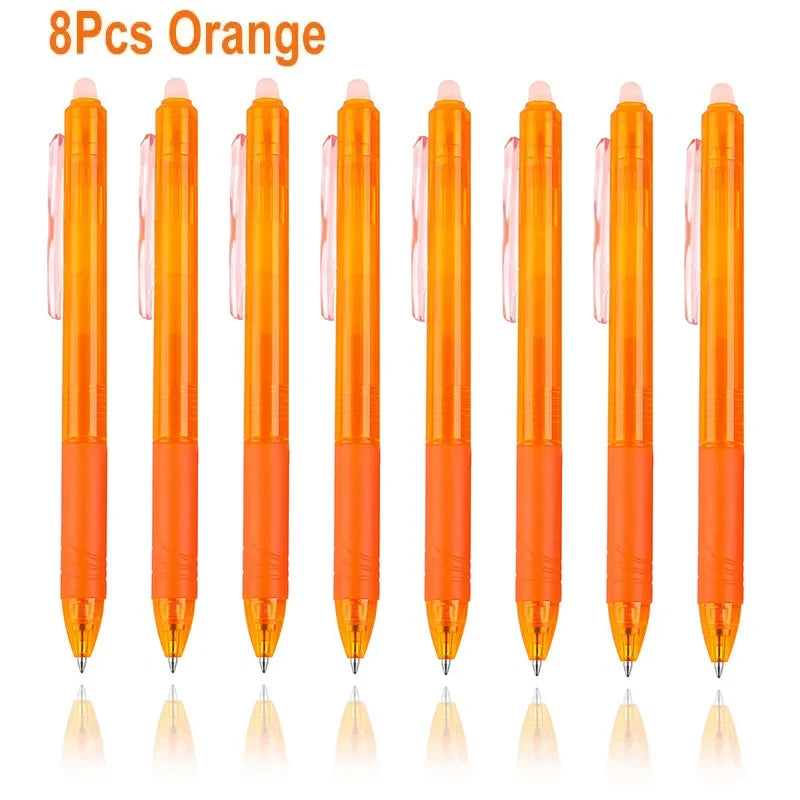 8 Colors 0.7mm Magic Retractable Erasable Pen  Gel Pen Set Erasable Refill Rod Office School Writing Tool Press Button Handle