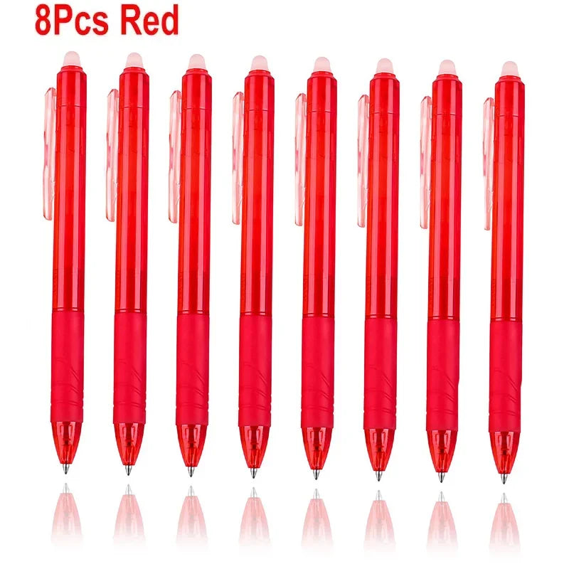 8 Colors 0.7mm Magic Retractable Erasable Pen  Gel Pen Set Erasable Refill Rod Office School Writing Tool Press Button Handle