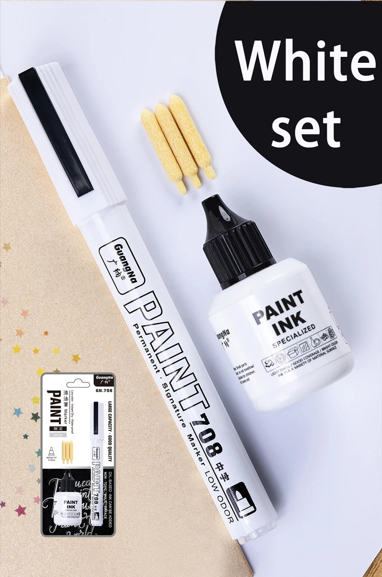 Metallic Paint Marker Pens with Ink Set Gold Silver White Permanent 2mm Art Markers for Manga Crafts Scrapbooking Art Supplies