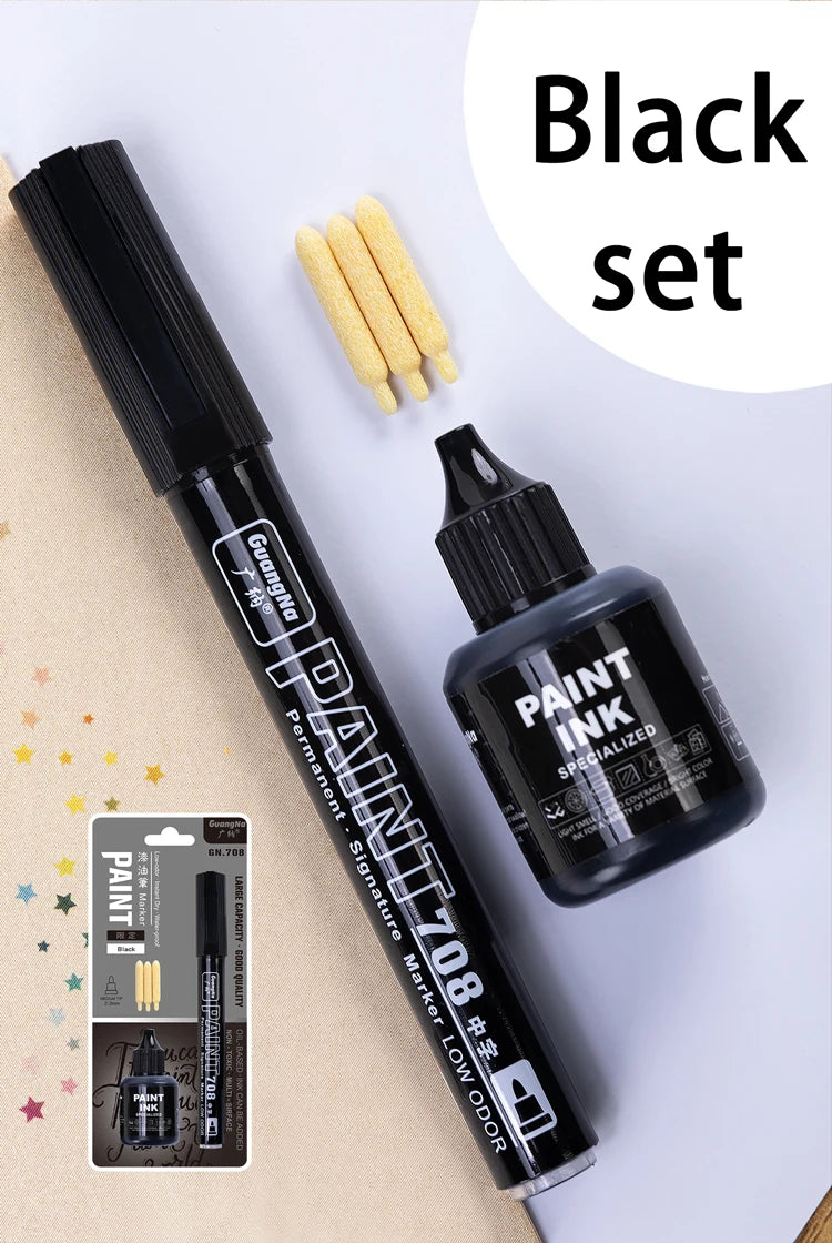 Metallic Paint Marker Pens with Ink Set Gold Silver White Permanent 2mm Art Markers for Manga Crafts Scrapbooking Art Supplies