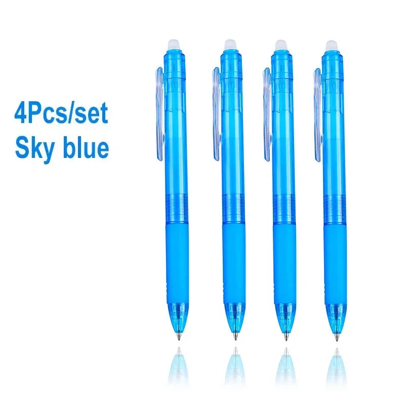 8 Colors 0.7mm Magic Retractable Erasable Pen  Gel Pen Set Erasable Refill Rod Office School Writing Tool Press Button Handle