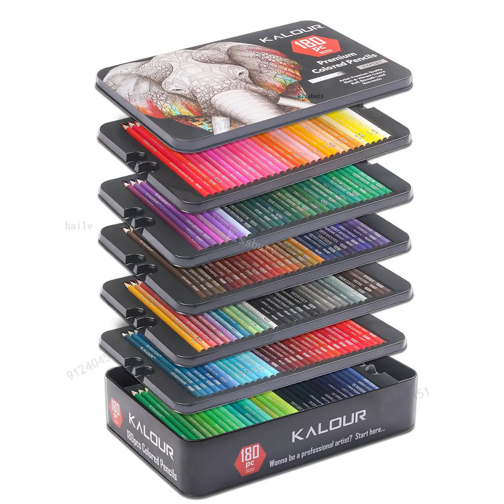 KALOUR 180 Colors Professional Colored Pencils Set Fine Art Drawing Non-toxic Oil Pencils Set for Sketching Coloring Pencil