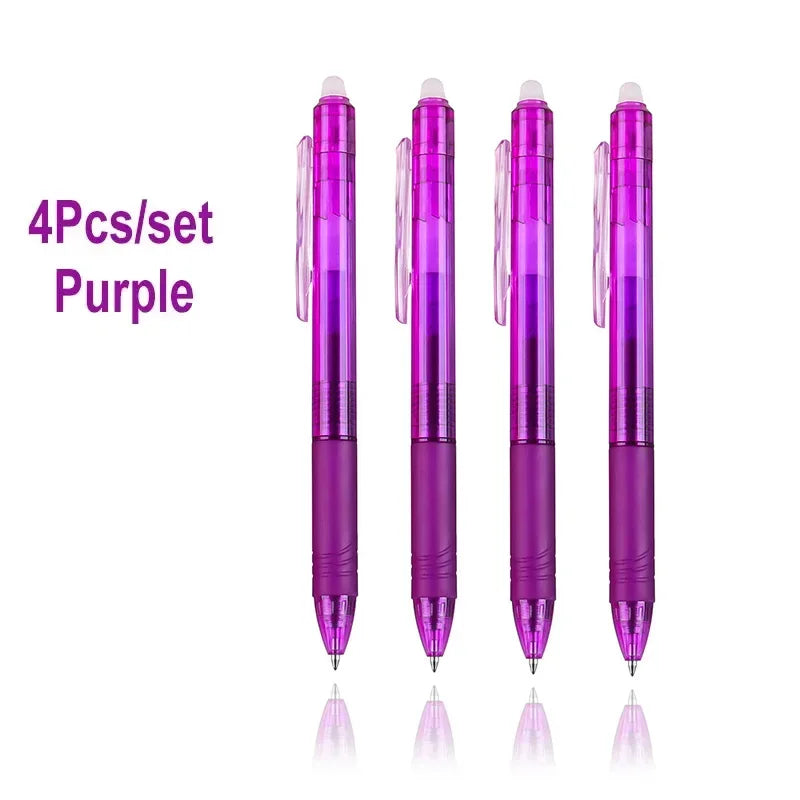 8 Colors 0.7mm Magic Retractable Erasable Pen  Gel Pen Set Erasable Refill Rod Office School Writing Tool Press Button Handle