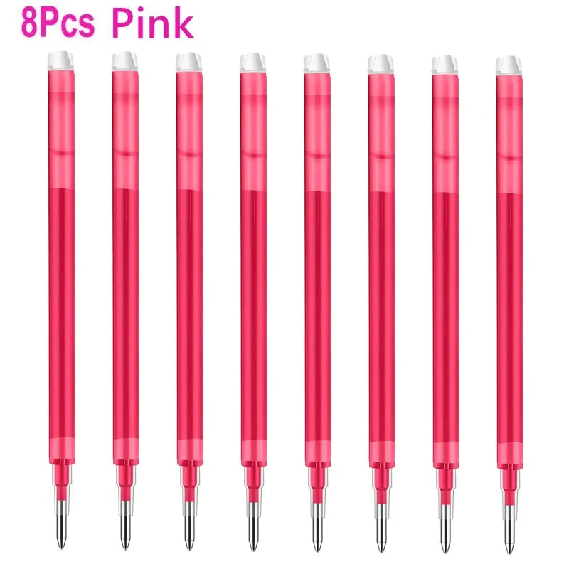 8 Colors 0.7mm Magic Retractable Erasable Pen  Gel Pen Set Erasable Refill Rod Office School Writing Tool Press Button Handle