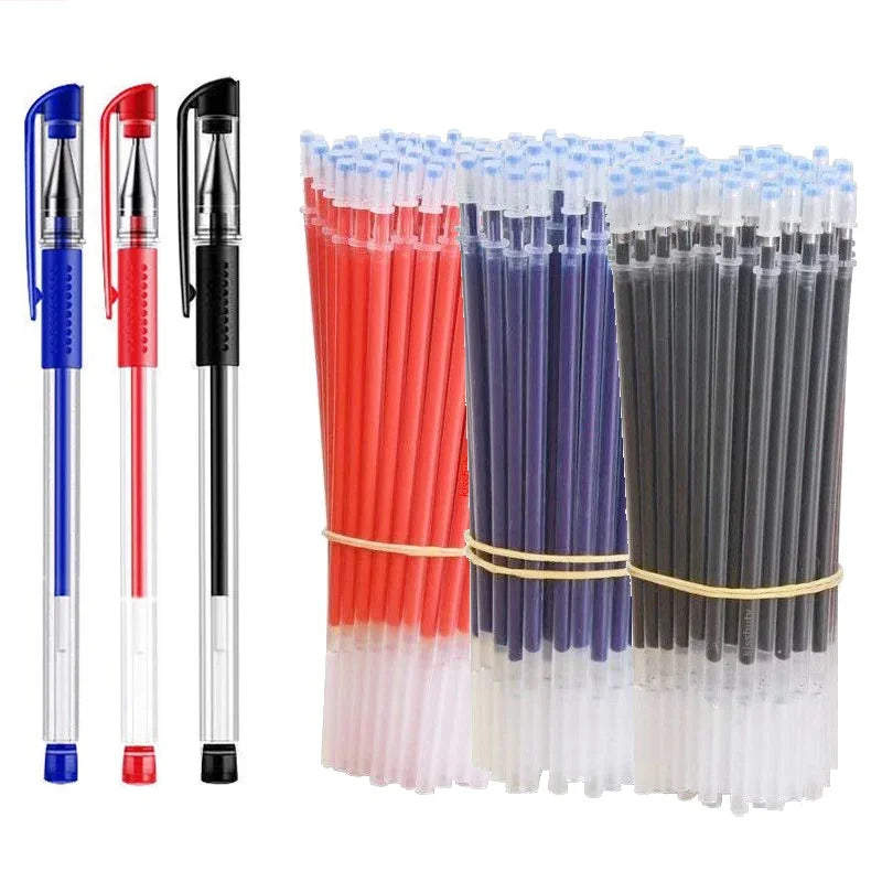 10/12/23/50PcsGel pen Pen Set School supplies Blue Black ink Color 0.5mm Ballpoint Refill Set Students School Office Stationery