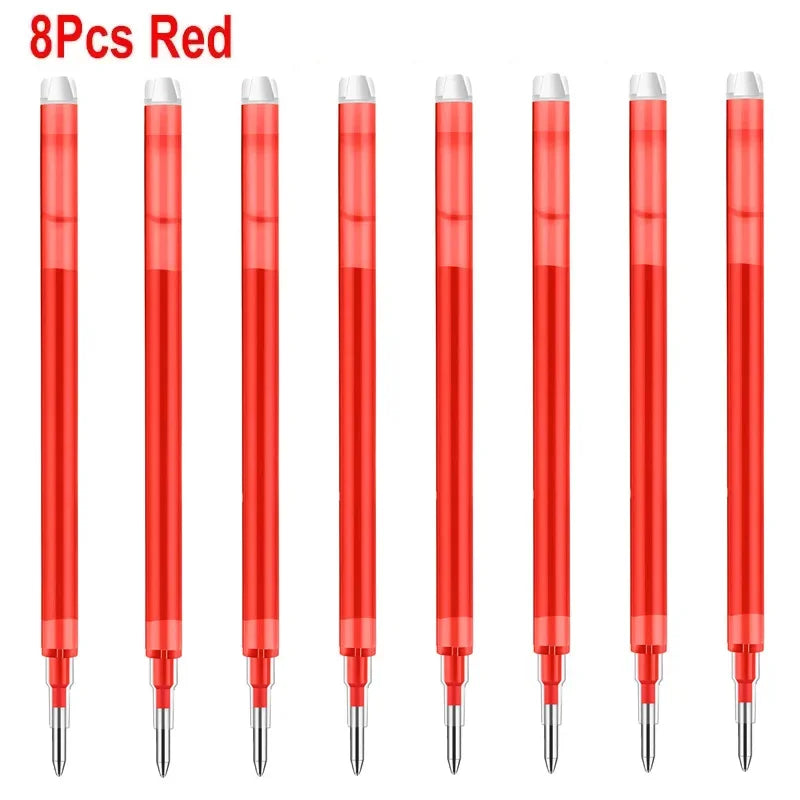 8 Colors 0.7mm Magic Retractable Erasable Pen  Gel Pen Set Erasable Refill Rod Office School Writing Tool Press Button Handle