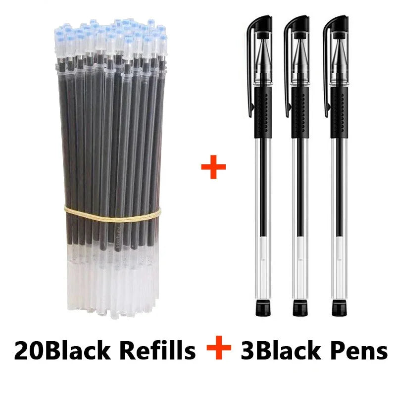 10/12/23/50PcsGel pen Pen Set School supplies Blue Black ink Color 0.5mm Ballpoint Refill Set Students School Office Stationery