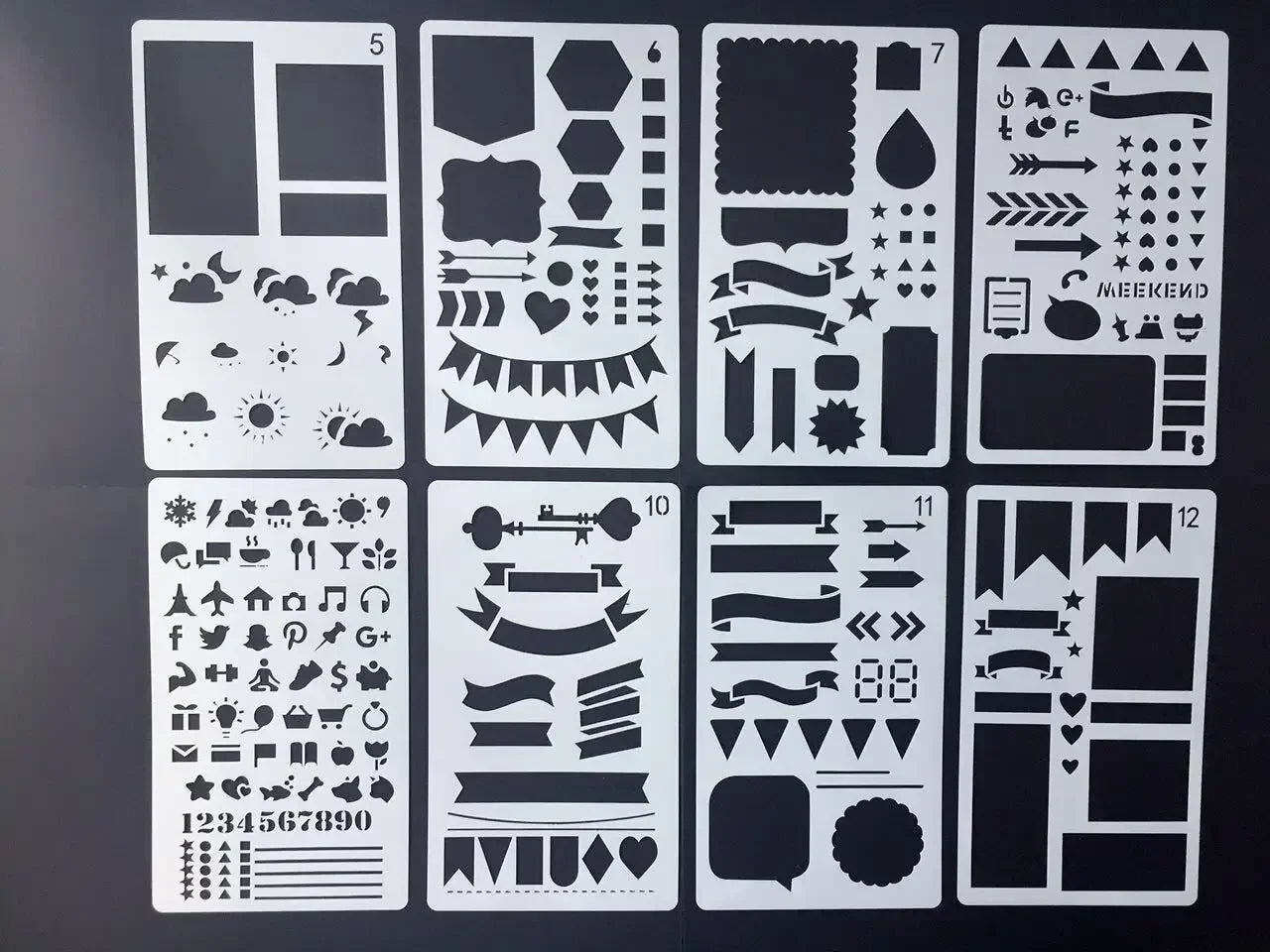 12 Pcs Stencils for Painting Reusable Stencil Flower Animal Deer Bear Butterfly Bird Mountain Themed DIY Craft Template