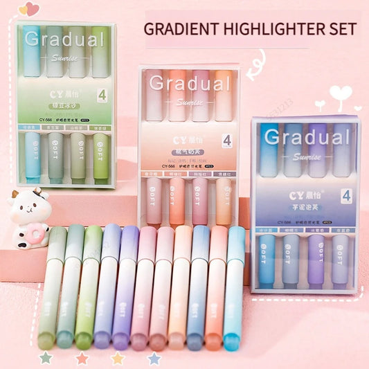 4Pcs/set Kawaii Highlighter Pens Cute DIY Spot Liner Marker Drawing Painting Markers Japan Stationery School Office Supplies