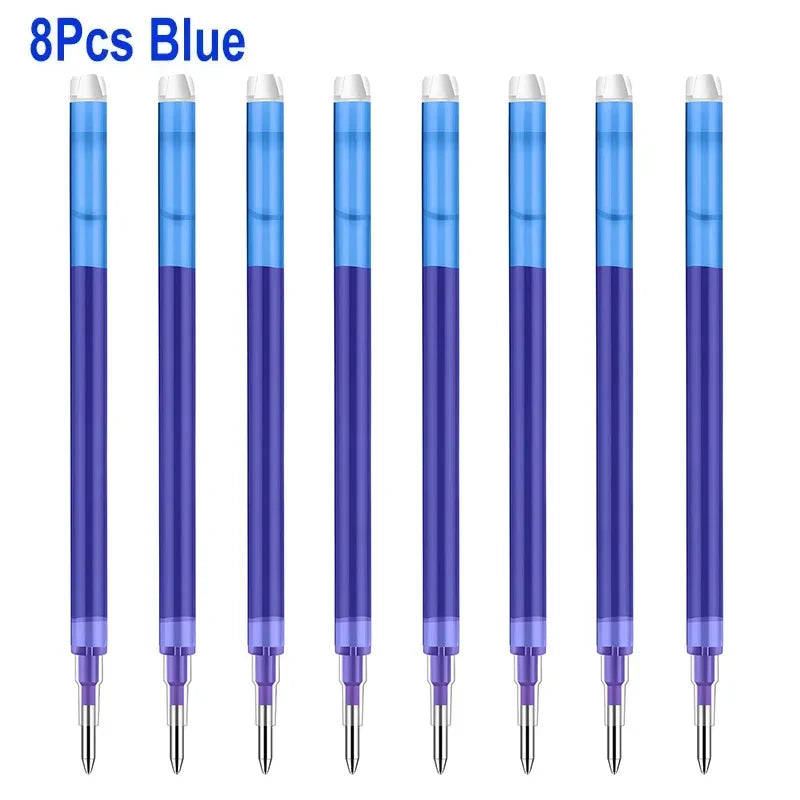 8 Colors 0.7mm Magic Retractable Erasable Pen  Gel Pen Set Erasable Refill Rod Office School Writing Tool Press Button Handle