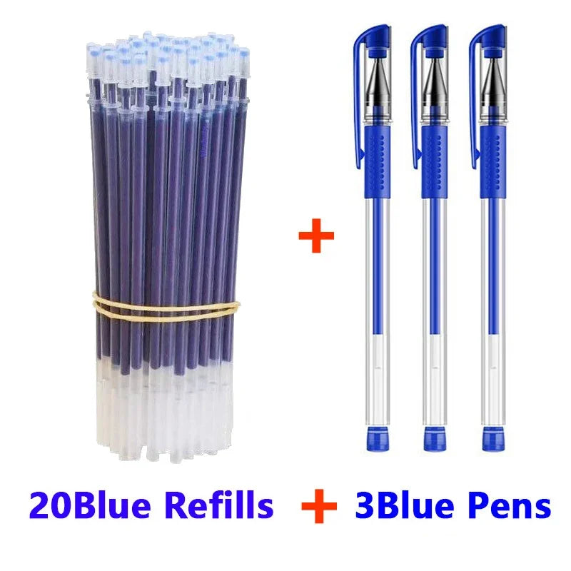 10/12/23/50PcsGel pen Pen Set School supplies Blue Black ink Color 0.5mm Ballpoint Refill Set Students School Office Stationery