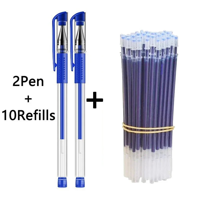 10/12/23/50PcsGel pen Pen Set School supplies Blue Black ink Color 0.5mm Ballpoint Refill Set Students School Office Stationery